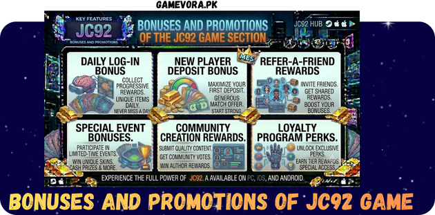 JC92 Game Bonuses And Promotions in Pakistan 2026