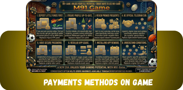 payments methods on m91 game